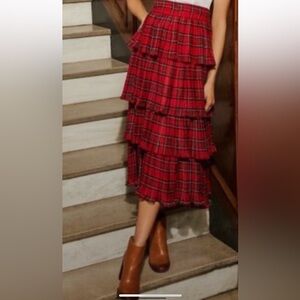 Beautiful tartan plaid for tier ruffled maxi skirt